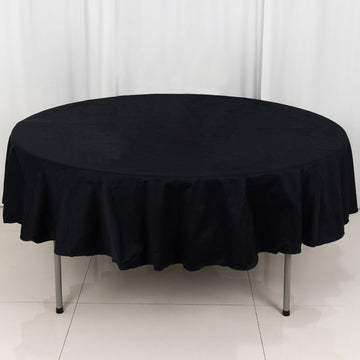 Black Round 100% Cotton Linen Seamless Tablecloth 90"