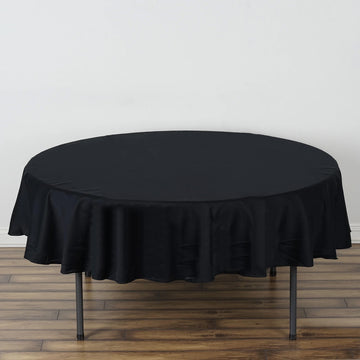Elegant Black Round 100% Cotton Linen Seamless Tablecloth 70"