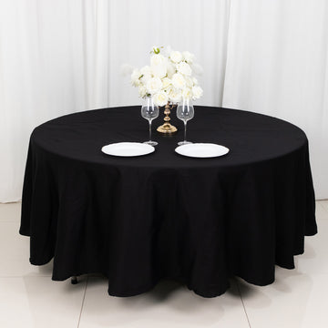Create a Timeless and Chic Atmosphere with a Black Round Cotton Linen Tablecloth