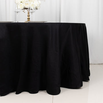 Elevate Your Dining Experience with the Black Round 100% Cotton Linen Seamless Tablecloth
