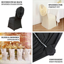 Black Ruched Swag Back Spandex Fitted Banquet Chair Cover