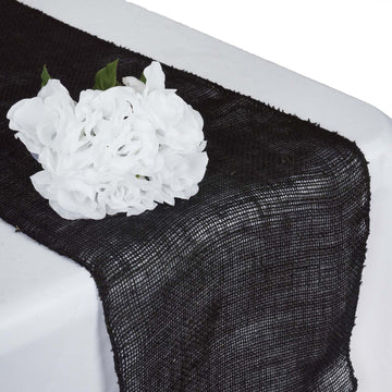 Add a Touch of Elegance to Your Table with the Black Rustic Burlap Table Runner