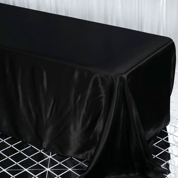 Black Satin Seamless Rectangular Tablecloth 90"x132"