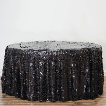 Black 120 Inch Premium Big Payette Sequin Round Tablecloth 
