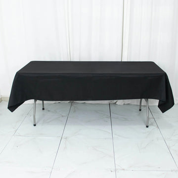 Elegant Black Seamless Premium Polyester Rectangle Tablecloth 220GSM 54"x96"