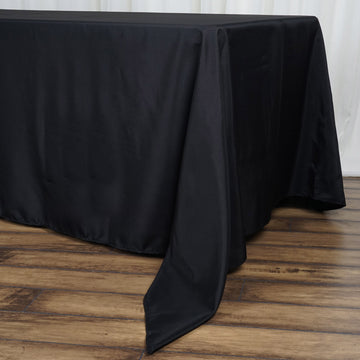 Elevate Your Event with the Black Seamless Premium Polyester Rectangular Tablecloth