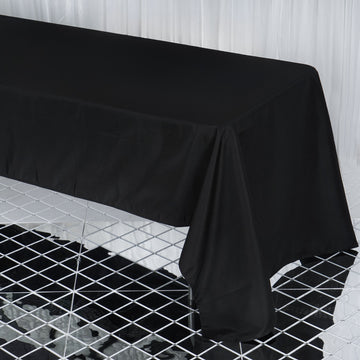 Black Seamless Premium Polyester Rectangular Tablecloth 220GSM 60"x126"