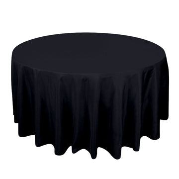 Black Seamless Premium Polyester Round Tablecloth 220GSM 120"