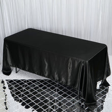 Rectangular Black Satin Tablecloth 72 Inch x 120 Inch 