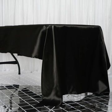 Black Seamless Satin Rectangular Tablecloth 60"x126"