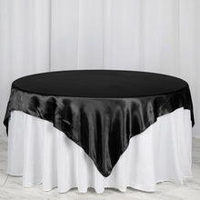 72 Inch x 72 Inch Black Seamless Satin Square Tablecloth Overlay