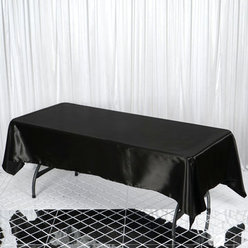 Black Seamless Smooth Satin Rectangular Tablecloth 60"x102"