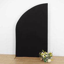 Black Spandex Fitted Chiara Backdrop Stand Cover For Half Moon Top Wedding Arch - 8ft