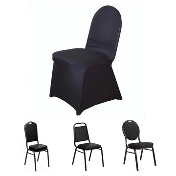 Black Spandex Stretch Fitted Banquet Chair Cover 160 GSM