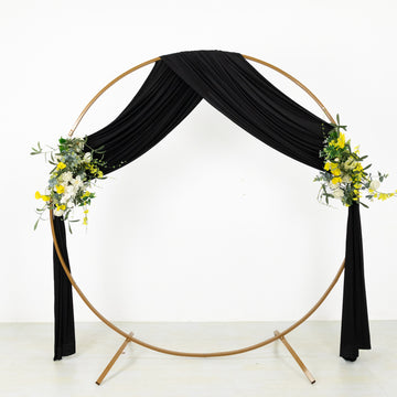 Black 4-Way Stretch Spandex Divider Backdrop Curtain, Wrinkle Resistant Event Drapery Panel with Rod Pockets - 5ftx18ft