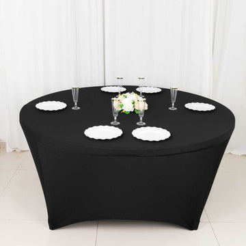 Elevate Your Event with the Black Stretch Spandex Tablecloth