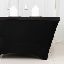 Black Stretch Spandex Fitted Round Tablecloth With Foot Pockets - 6ft