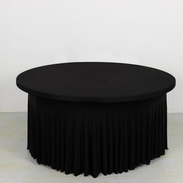 Black Wavy Spandex Table Cover Skirt