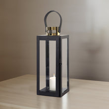 Outdoor 14 Inch Metal Candle Lantern In Black & Gold