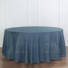 Blue Wrinkle Resistant Linen Round Tablecloth With Slubby Texture 120 Inch