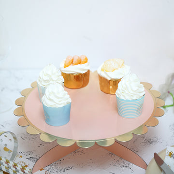 1-Tier Blush Cardboard Cupcake Dessert Cake Stand Holder 13"