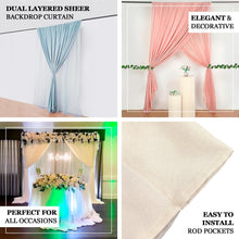 10ft Blush Rose Gold Dual Layered Sheer Chiffon Polyester Backdrop Curtain With Rod Pockets