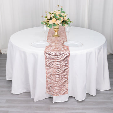 Elevate Your Event with the Blush Wave Mesh Table Runner