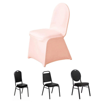 Blush Spandex Stretch Fitted Banquet Chair Cover 160 GSM