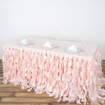 Blush Curly Willow Taffeta Table Skirt 17ft: Add Elegance to Your Event