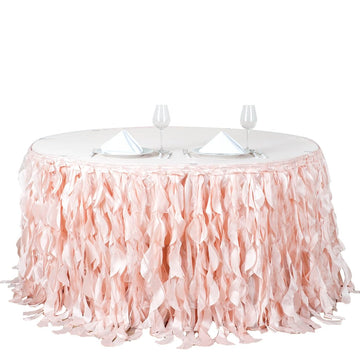 Create Unforgettable Memories with the Blush Curly Willow Taffeta Table Skirt