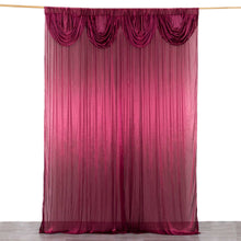 Burgundy Double Drape Pleated Satin Divider Backdrop Curtain Panel, Glossy Photo Booth Event Drapes 