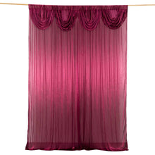 Burgundy Double Drape Pleated Satin Divider Backdrop Curtain Panel, Glossy Photo Booth Event Drapes 