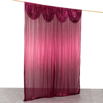 Make Your Photos Unforgettable with the Burgundy Double Drape Pleated Satin Wedding Photo Backdrop Curtain
