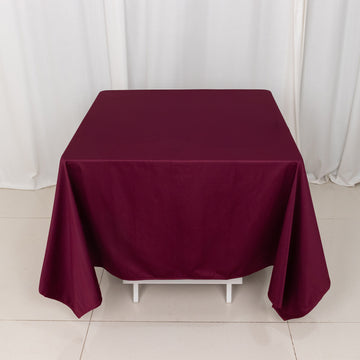 Burgundy Premium Scuba Square Tablecloth, Wrinkle Free Polyester Seamless Tablecloth 70"