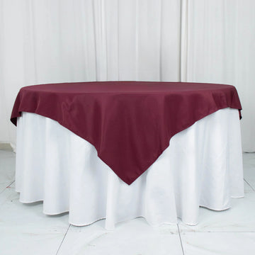 Elevate Your Event with the Burgundy Premium Seamless Polyester Square Table Overlay