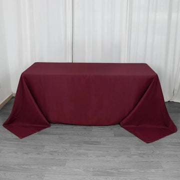 Burgundy Seamless Premium Polyester Rectangular Tablecloth 220GSM 90"x132" for 6 Foot Table With Floor-Length Drop