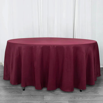 Elevate Your Event with the Burgundy Seamless Premium Polyester Round Tablecloth