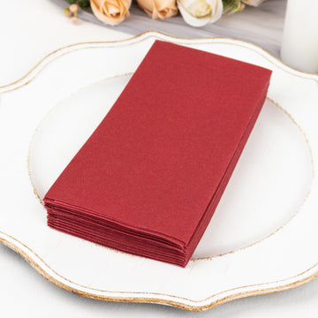 20 Pack Burgundy Soft Linen-Feel Airlaid Paper Party Napkins, Highly Absorbent Disposable Dinner Napkins