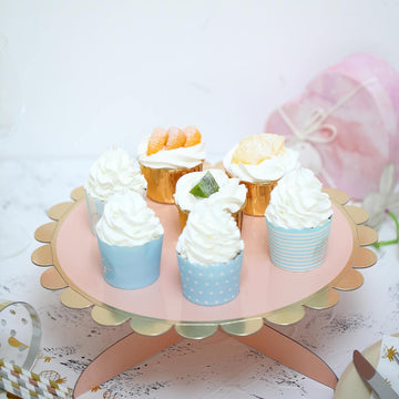 Elegant Blush 1-Tier Cardboard Cupcake Dessert Cake Stand Holder