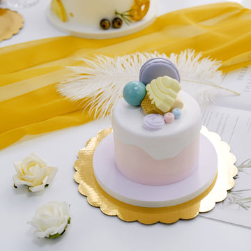 Add Elegance to Your Dessert Table with Metallic Gold Scalloped Edge Round Cake Boards