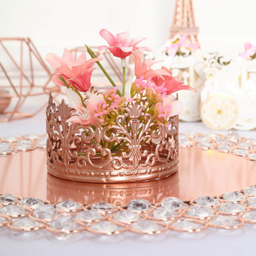 Rose Gold Metal Princess Crown Cake Topper