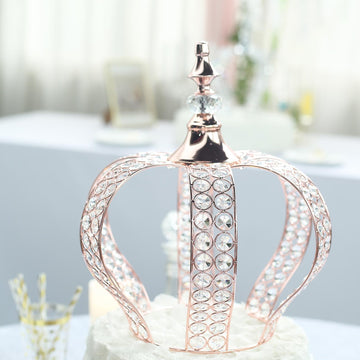 Add a Touch of Elegance with the Metallic Blush Crown Cake Topper