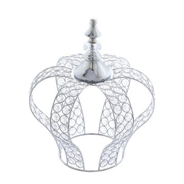 Create a Royal Atmosphere with the Metallic Silver Crystal-Bead Royal Crown Cake Topper