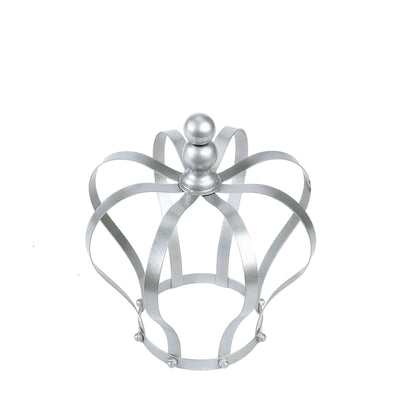 Silver decorative crown with elegant design and round top.