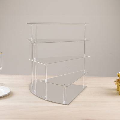 Acrylic display shelf with four tiers in a modern design