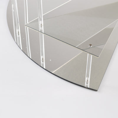 Mirrored display shelf with clear acrylic support