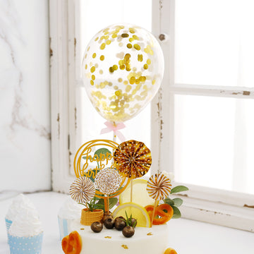 Enhance Your Birthday Decor with Gold/White Mini Paper Fans