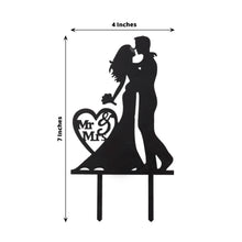 7inch Tall Black Acrylic Silhouette Mr and Mrs Wedding Cake Topper