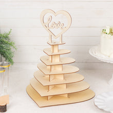 7-Tier Natural Wooden Heart Chocolate Display Stand with "Love" Topper, 16inch Unfinished DIY
