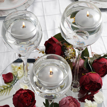 Elegant Metallic Silver Disc Unscented Floating Candles for Stunning Décor